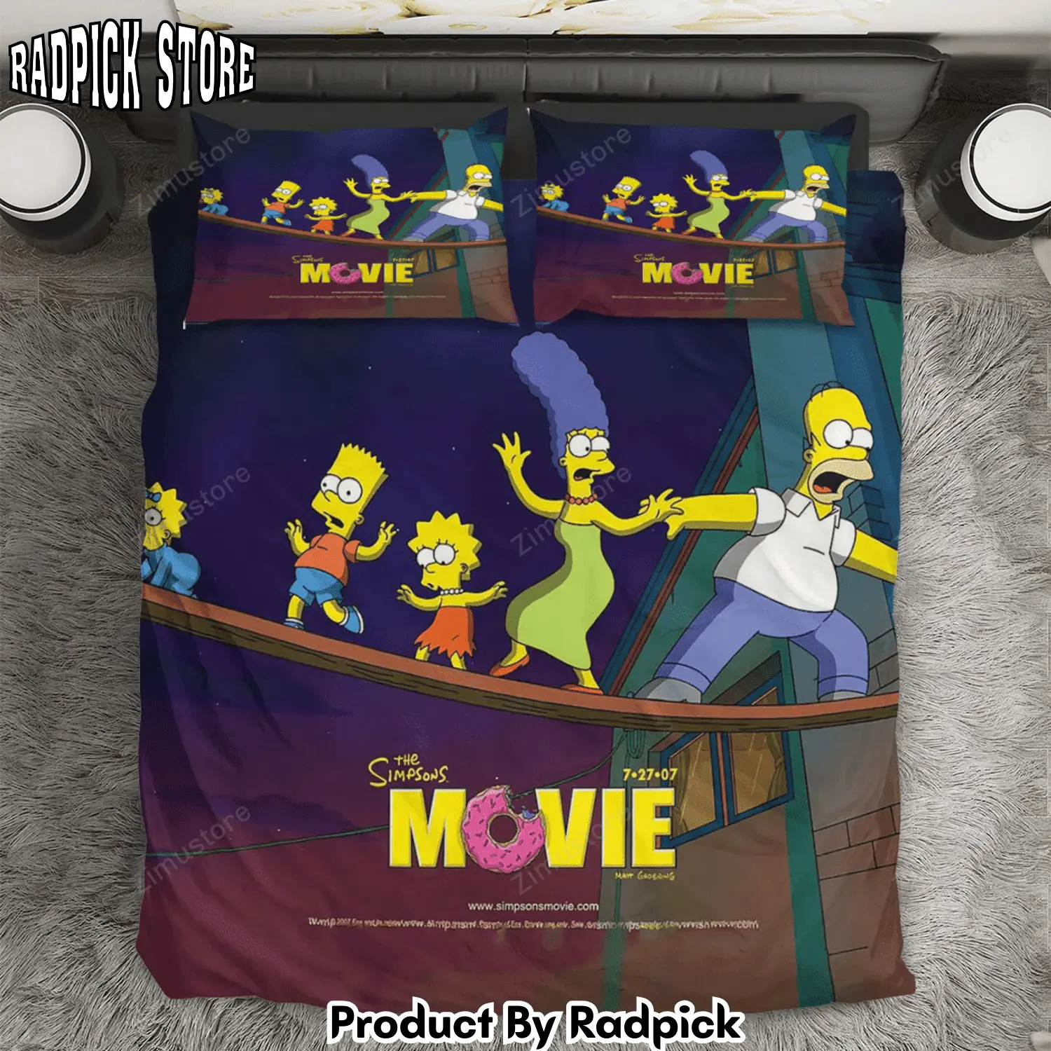 Radpick the simpsons movie poster 3 3pcs 3pcs bedding set duvet cover and pillow cases gift for fan rp327920